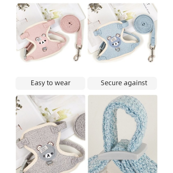 Cute Small Pet Harness & Leash set brand new in grey, adjustable breathable - Picture 8 of 14